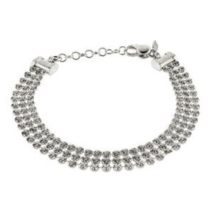 Italian Sterling Silver 3D Diamond Cut 3 Lines Rhodium Bracelet